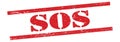 SOS text on red grungy lines stamp Royalty Free Stock Photo