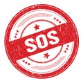 SOS text on red round grungy stamp Royalty Free Stock Photo