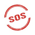 SOS text written on red grungy round stamp Royalty Free Stock Photo