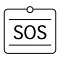 SOS thin line icon. Help sign vector illustration isolated on white. Emergency outline style design, designed for web Royalty Free Stock Photo