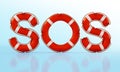 SOS word with life buoys. 3D illustration