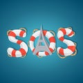 SOS word lifebuoy style. Royalty Free Stock Photo