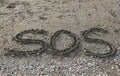 SOS written on the beach Royalty Free Stock Photo