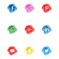 Watercolor Social media icon for Facebook, Whatsapp, Instagram, Twitter