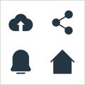 sosmed line icons. linear set. quality vector line set such as home, notification, share