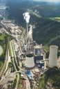 SOSTANJ, SLOVENIA, Sept 7th 2014, aerial shot of coal plant Sostanj