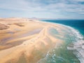 Sotavento beach at high tide, Fuerteventura, Canary islands. Aerial view Royalty Free Stock Photo