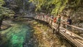 Soteska vintgar gorge boardwalk on summer day