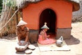 Sotho women at tribal house in Lesedi Cultural Village,South Afr Royalty Free Stock Photo