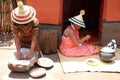 Sotho women at tribal house ,South Afr