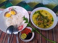 Soto daging or indonesian beef yellow sup