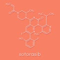 Sotorasib cancer drug molecule. Skeletal formula