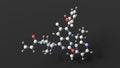 sotorasib molecule, molecular structure, anti-cancer medication, ball and stick 3d model, structural chemical formula with colored