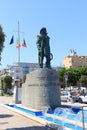 Seafarer memorial with statue in seaside resort Sottomarina in Veneto, Italy