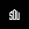SOU letter logo design on BLACK background. SOU creative initials letter logo concept. SOU letter design.SOU letter logo design on Royalty Free Stock Photo