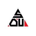 SOU triangle letter logo design with triangle shape. SOU triangle logo design monogram. SOU triangle vector logo template with red Royalty Free Stock Photo