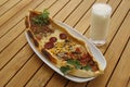 Turkish Pizza and Yogurt Drink.