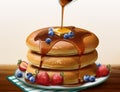 Souffle pancake with dripping honey