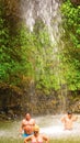 Soufriere, Saint Lucia - May 12, 2016: A waterfall at the Botanical Gardens in Saint Lucia