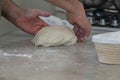 Sough-dough bread mixing and baking Royalty Free Stock Photo