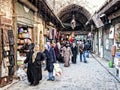 Souk market shopping street in old town of aleppo syria