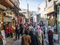 Souk market shopping street in old town of aleppo syria