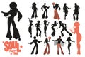 Soul dance clipart collection. Set of soul, funk or disco dancers isolated on white background