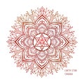 Chakras coloring vector illustration. Chakra symbol. Red Color. For logo yoga healing, meditation, kundalini.