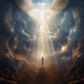 the soul goes to heaven Life after death, knocking on heaven& x27;s door, gates of heaven, chastity, religious concept Royalty Free Stock Photo