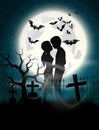 Soul lovers in the moonlight . Royalty Free Stock Photo