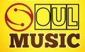 Soul music logo,retro lettering with s graphic symbol,nice warm yellow background