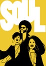 Soul Music Poster. Group of man and two girls.