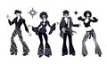 Soul Party Time. Dancers of soul silhouette funk or disco.People in 1980s, eighties style clothes dancing Royalty Free Stock Photo
