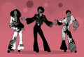 Soul Party Time. Group of man and two girls dancing soul, funk or disco Royalty Free Stock Photo