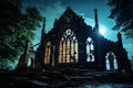Moonlit Gaze Upon a Forgotten Church, Reverence Enshrouded in Silence