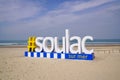 Soulac sur Mer in Medoc France text sign # beach on the Atlantic ocean Royalty Free Stock Photo