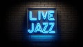 Soulful Evenings: Blue Neon Jazz Sign Royalty Free Stock Photo