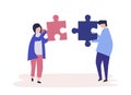 Soulmates connecting jigsaw pieces together Royalty Free Stock Photo