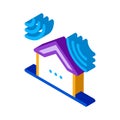 Sound acting on residential building isometric icon vector illustration