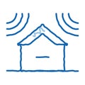 sound acting on residential building doodle icon hand drawn illustration