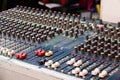 Sound and audio mixer control panel with buttons and sliders Royalty Free Stock Photo