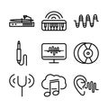 Sound audio volume music line style icons set Royalty Free Stock Photo