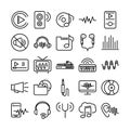 Sound audio volume music line style icons set Royalty Free Stock Photo