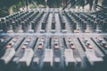 Sound board closeup for outside live performance Royalty Free Stock Photo