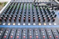 Sound board closeup for outside live performance Royalty Free Stock Photo