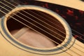 Sound board with sound hole of a acoustic guitar Royalty Free Stock Photo