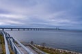 The Oresund Bridge, the bridge and underwater tunnel connecting Malmo, Sweden with Copenhagen, Denmark. A beautiful Royalty Free Stock Photo