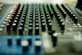 Sound check for concert, mixer control, music engineer, backstage Royalty Free Stock Photo