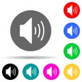 sound in a circle multi color style icon. Simple thin line, outline vector of web icons for ui and ux, website or mobile Royalty Free Stock Photo
