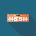 Sound compressor flat square icon with long shadows.